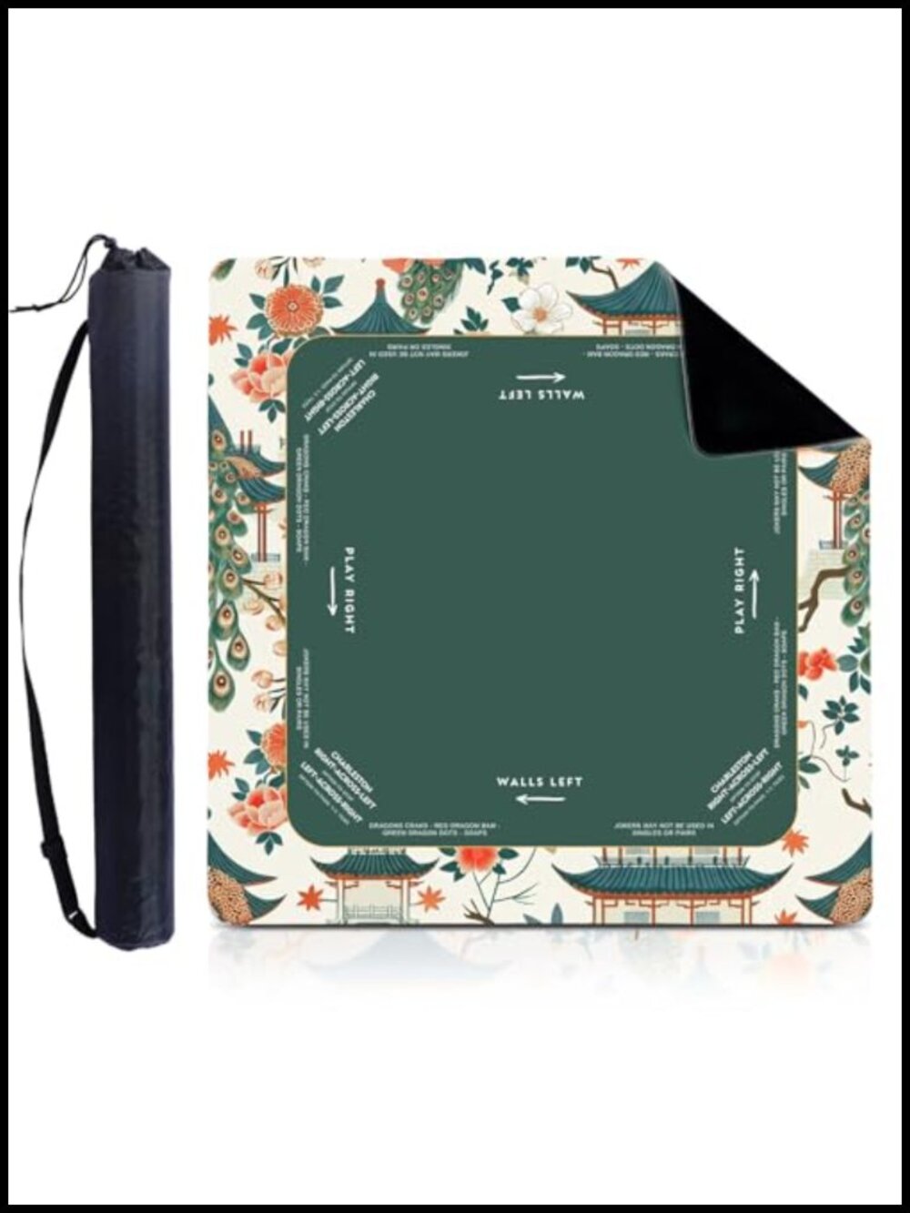 Mahjong Table Mat Non-Slip Neoprene with Storage Bag 33x33 Inches